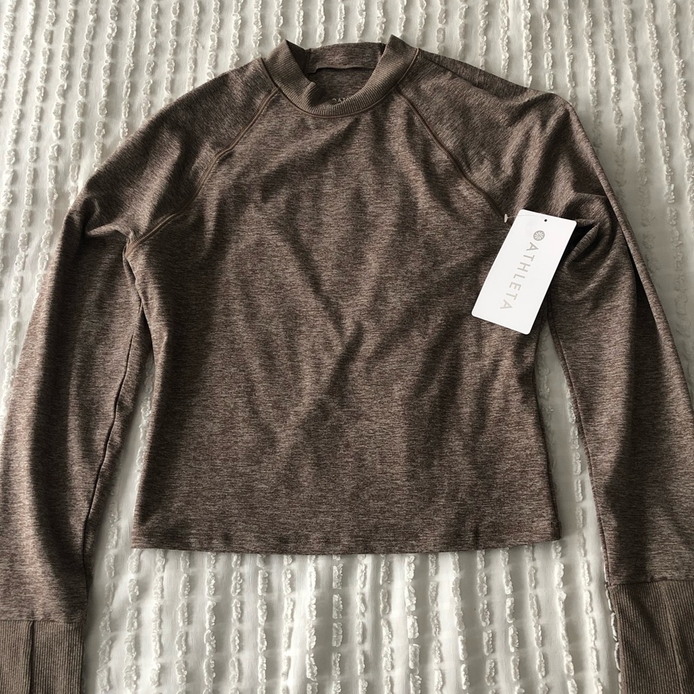 NWT Athleta Softluxe Top Long Sleeve size M Light Brown